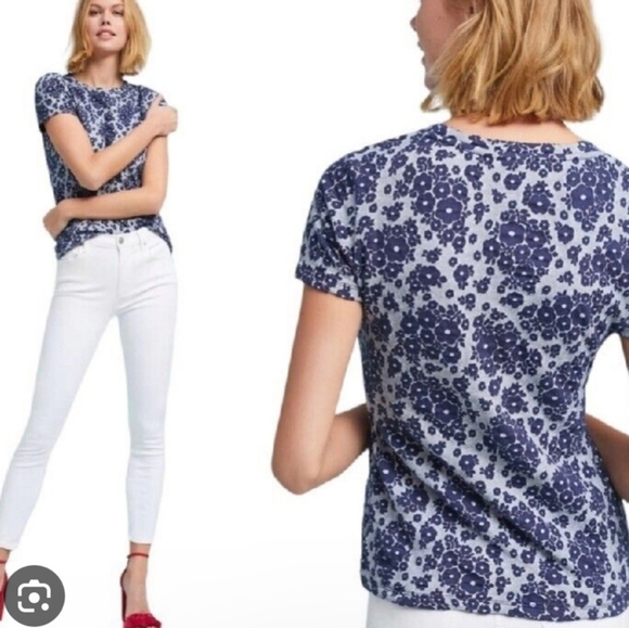 Anthropologie Postmark Forget-me-not Flower Top - Picture 1 of 5